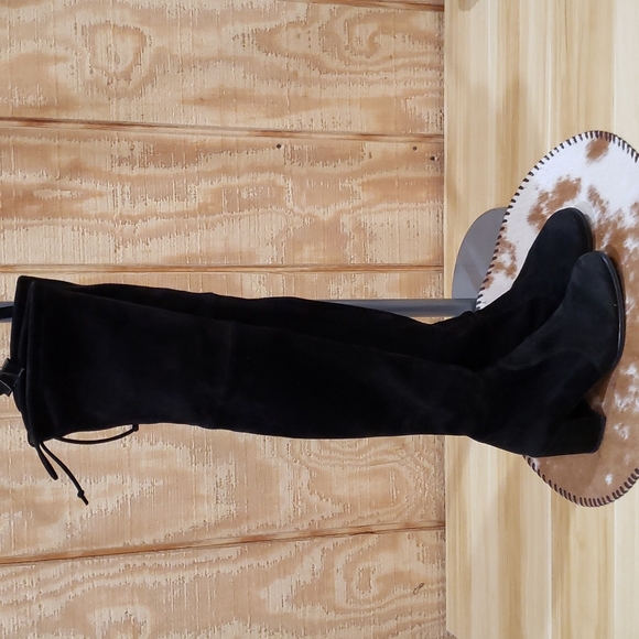Stuart Weitzman Shoes - Stuart Weitzman Black Over The Knee Stretch Suede Drawstring Tall Boots Size 6.5